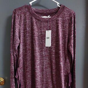 UGG Quincy Long Sleeve Purple Pullover Top Women's Small Side Tie Brand NWT
